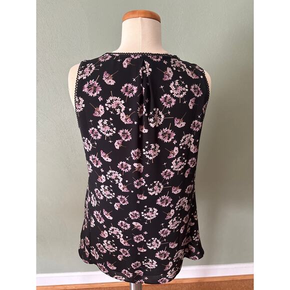 White House Black Market Sleeveless Top Shirt Women Medium Floral Dandelion Lace - Picture 2 of 11
